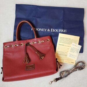 Dooney & Bourke Wakefield TASSEL TOTE Red Pebble Grain Leather Crossbody Bag
